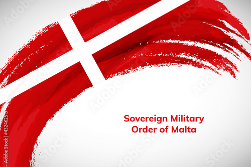 Happy national day of Sovereign Military Order of Malta with watercolor brush stroke flag background with abstract grunge brush flag