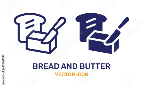 Set icons of bread and butter 