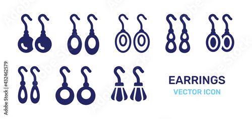 Collection of Earrings icons vector