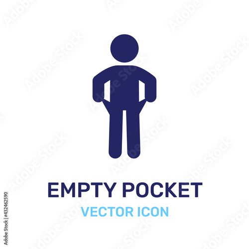 Poor person showing his empty pockets icon vector