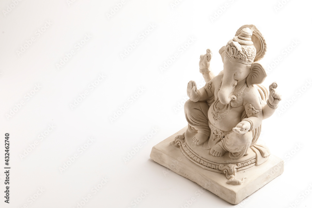 Statue of Lord Ganesha Made from plaster of Paris without color on white background. Statue of Lord Ganesha Made from plaster of Paris without color on white background.