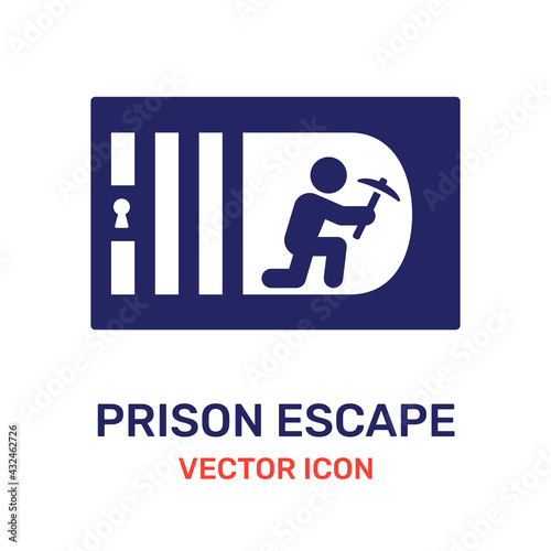 Prisoner escape from jail icon vector