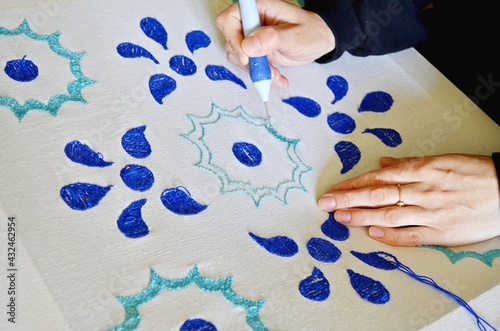 punch needle, hand, handmade, hobby, embroidery, thread, fabric, business, white, color, hands, education