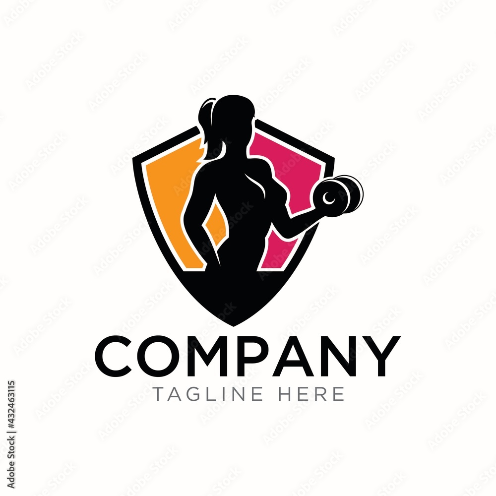 Vetor de Women fitness gym logo design do Stock Adobe Stock