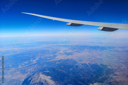 Airplane wing in flight
