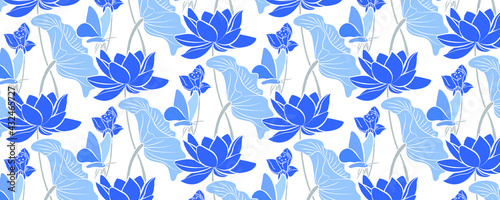 Oriental Lotus and Butterfly Pattern in Thai Style