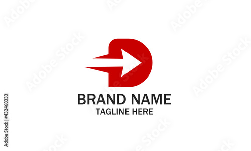 Abstract letter D with arrow clean and modern strong logo vector design