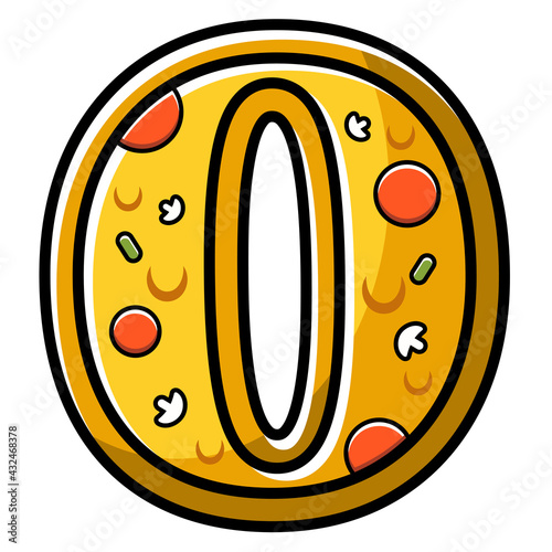 vector number 0. pizza fast food