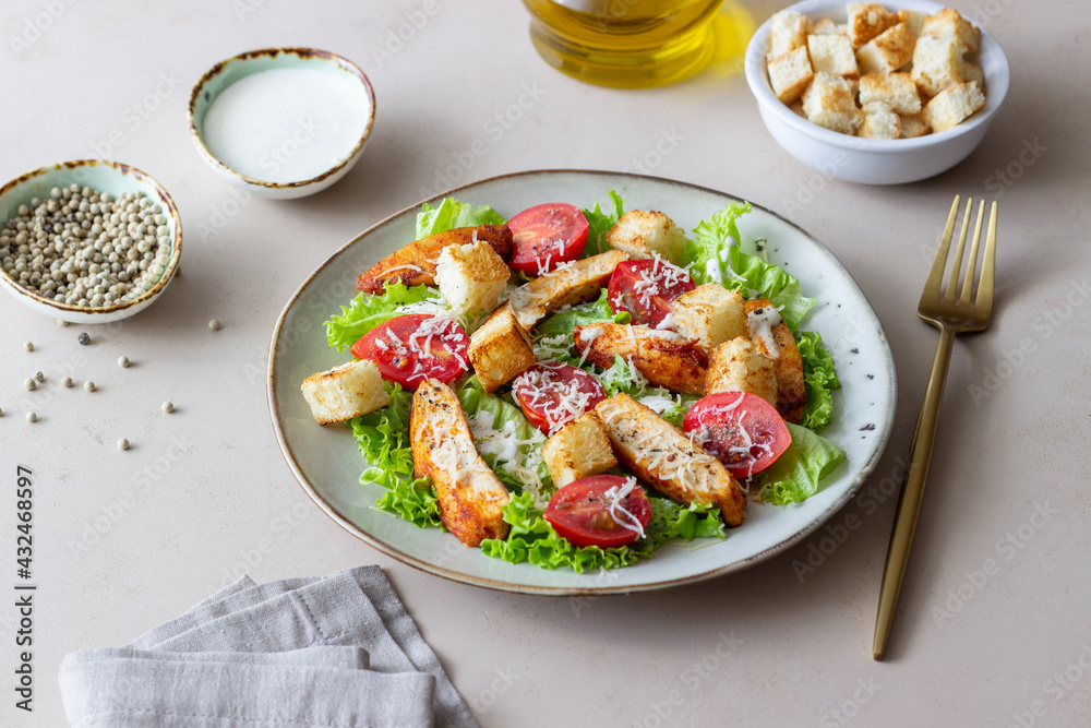 Caesar salad with chicken. Healthy eating. Diet. Recipes.