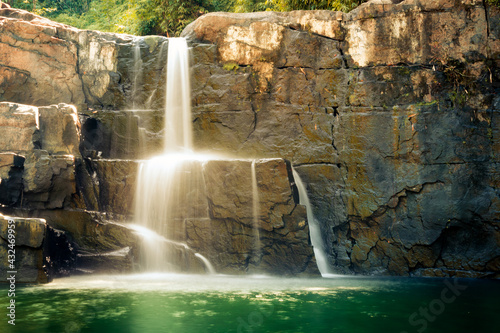 The view of the waterfall at Koh Kood during the day when it looks so wet.