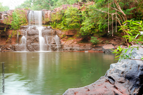 The view of the waterfall at Koh Kood during the day when it looks so wet.