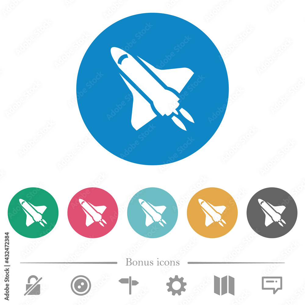 Space shuttle flat round icons Space shuttle flat round icons