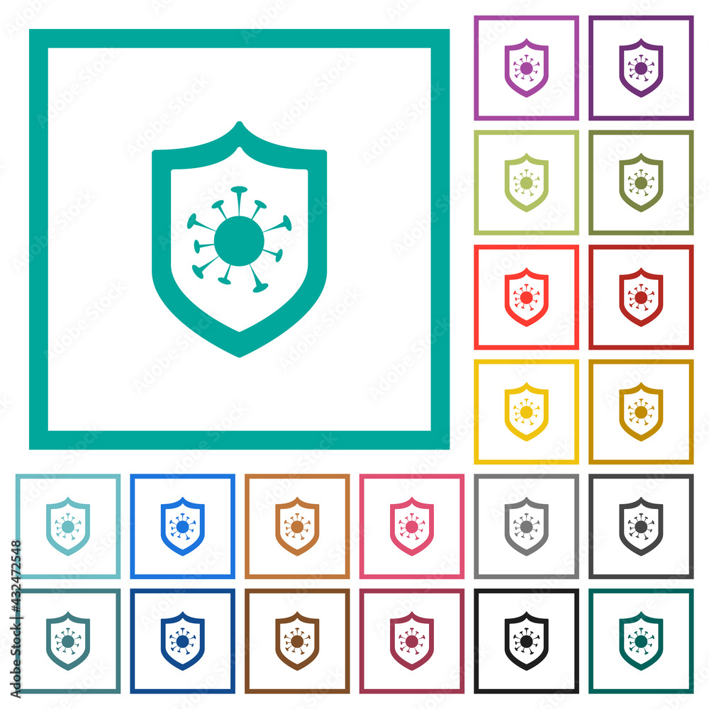 Covid protection flat color icons in circle shape outlines Covid protection flat color icons in circle shape outlines