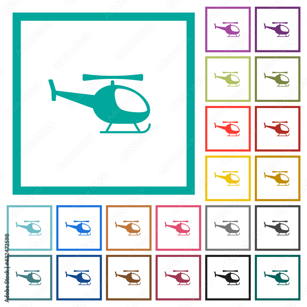 Helicopter flat color icons in circle shape outlines