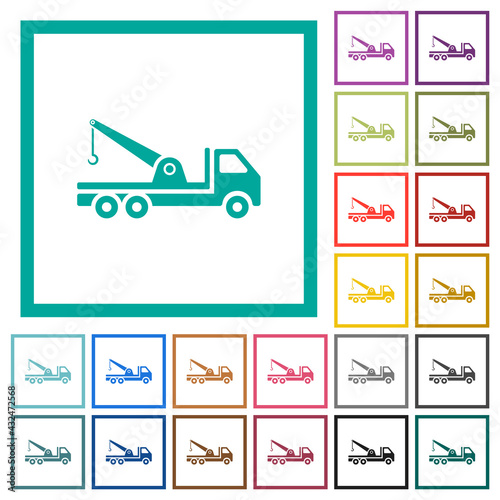 Crane truck flat color icons in circle shape outlines