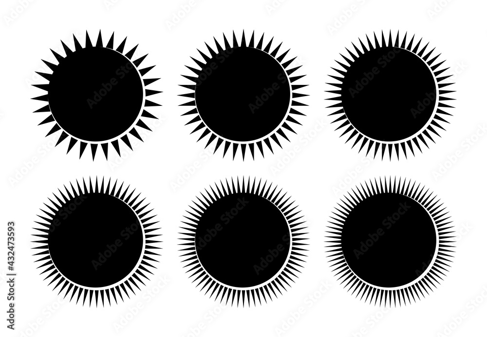 Fototapeta premium Set of circle sunburst shape illustration - Vector