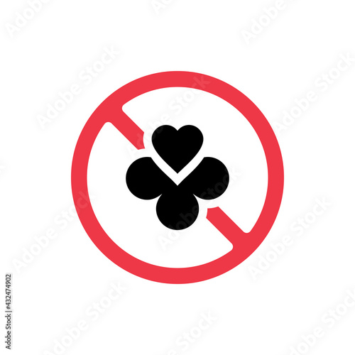 Forbidden clover leaf icon, prohibited shamrock sign - Vector