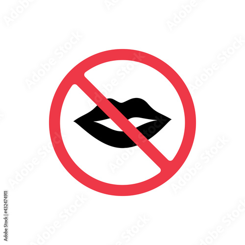 Forbidden talk sign, prohibited to speak icon, lips and prohibition symbol - Vector