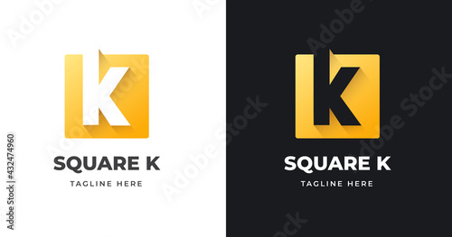Letter initial K logo design template with square shape design vector illustration