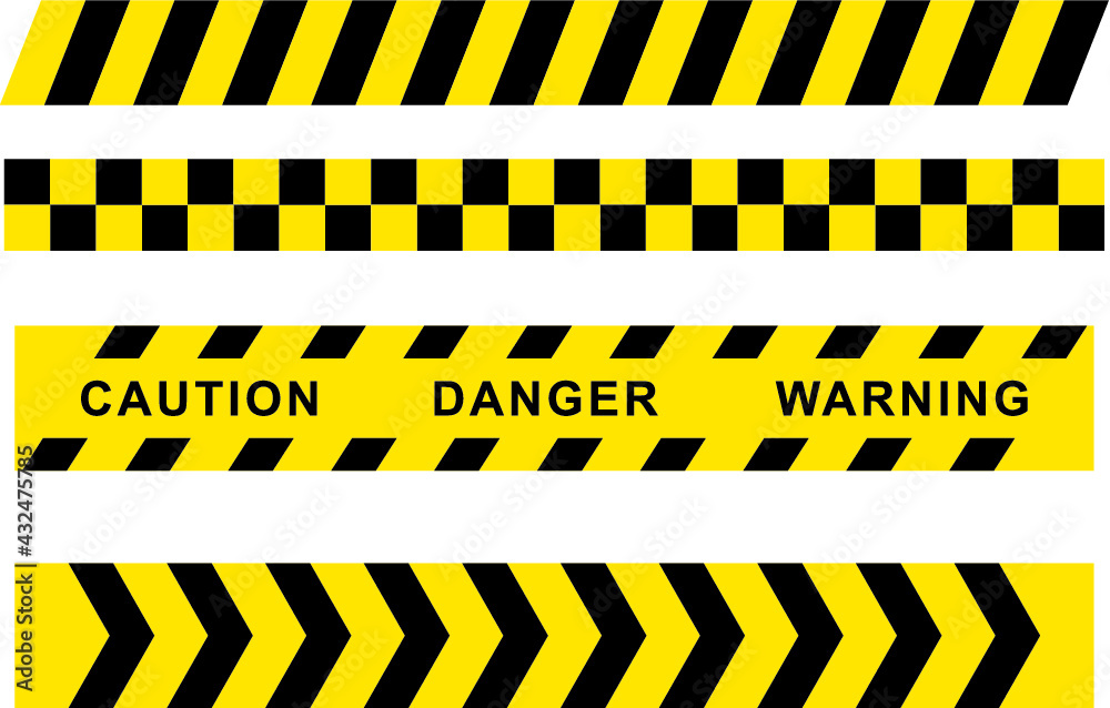 Vector illustration of the yellow caution warning tape Stock Vector