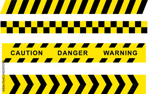 Vector illustration of the yellow caution warning tape