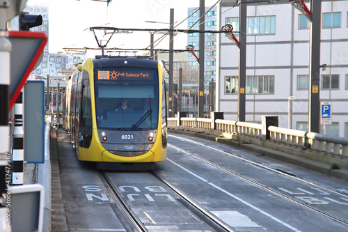 Yellow trams of U-NET riding on the Uithoflijn