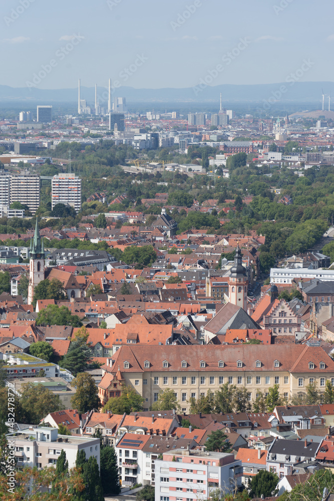 Obraz Cityscape of Karlsruhe - Durlach, panoramic aerial view from the „Turmberg“ (means: tower hill) in times of Coronavirus pandemic