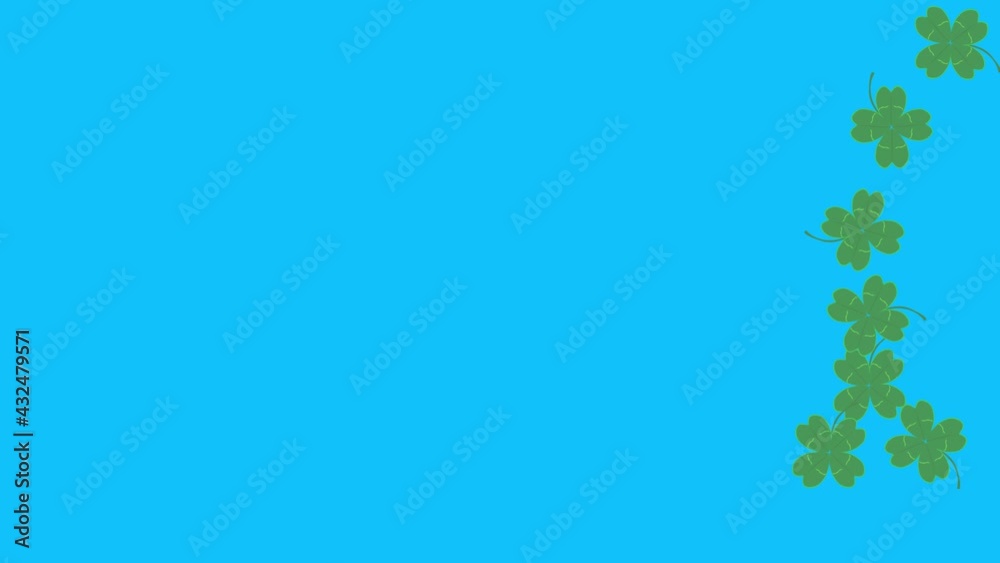 Green Lucky leaves animation on blue screen chroma key, graphic source elements Green Lucky leaves animation on blue screen chroma key, graphic source elements