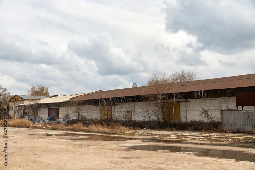 old abandoned warehouse and yard empty yard old abandoned warehouse and yard empty yard