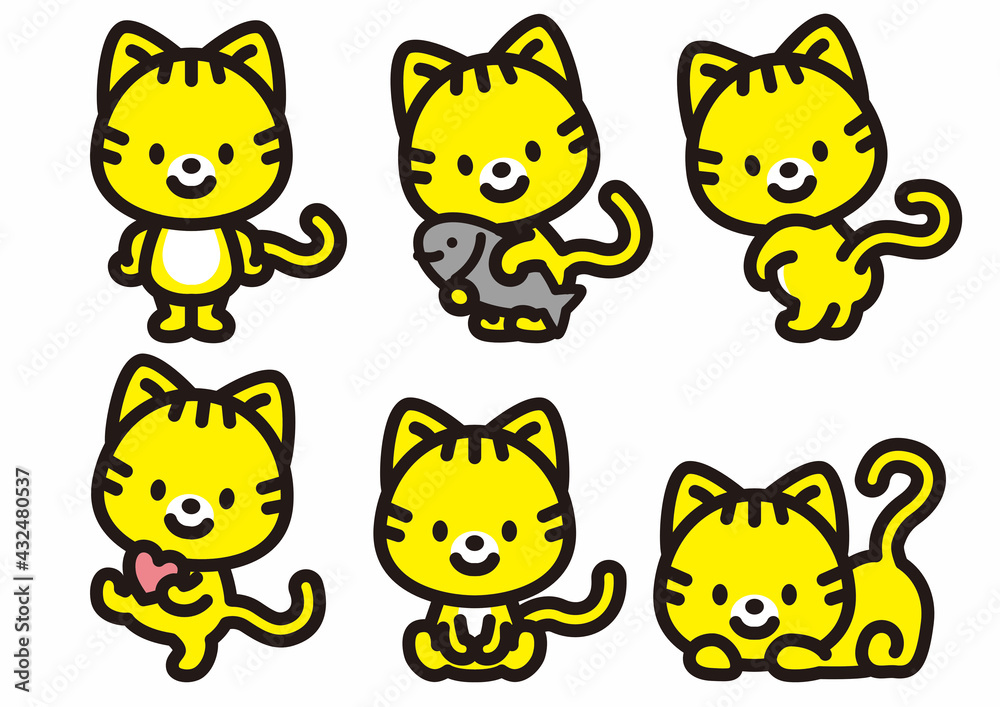 かわいいネコのキャラクターポーズ集 かわいいネコのキャラクターポーズ集