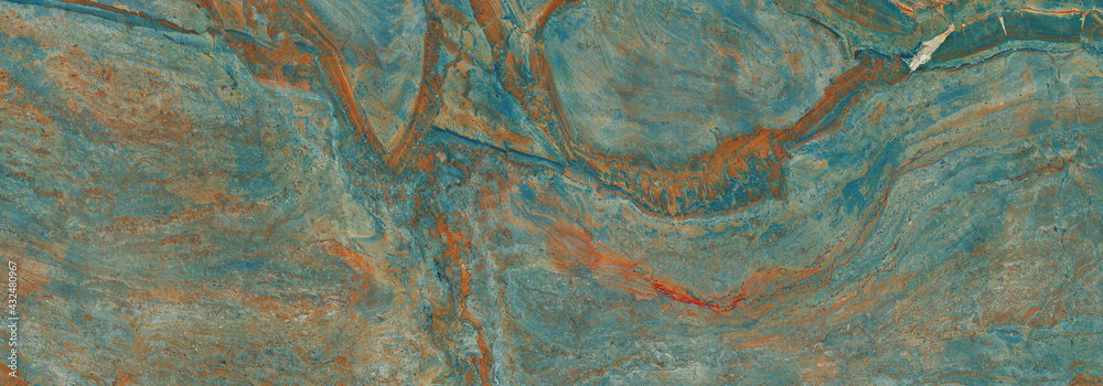 aqua green rustic marble texture with brown veins.