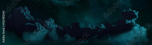 panoramic clouds at night . conceptual nature 3D illustration