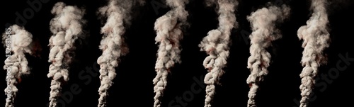 big pillar of smoke on black isolated - conceptual industrial 3D rendering