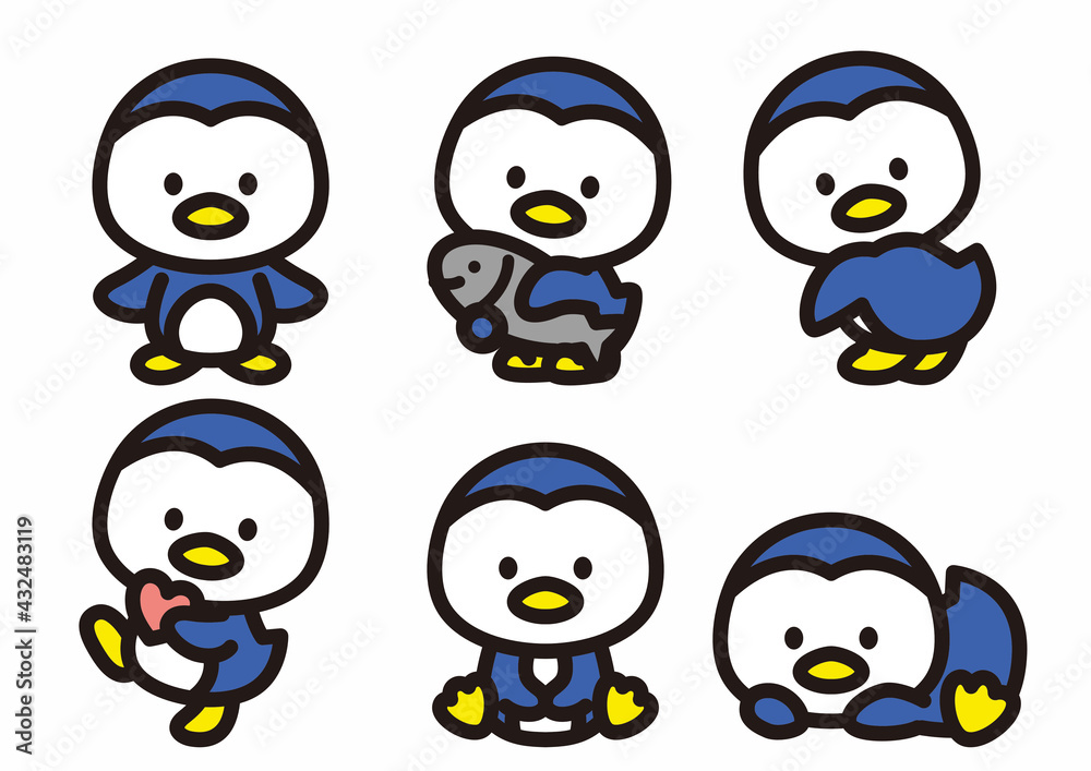 かわいいペンギンのキャラクターポーズ集