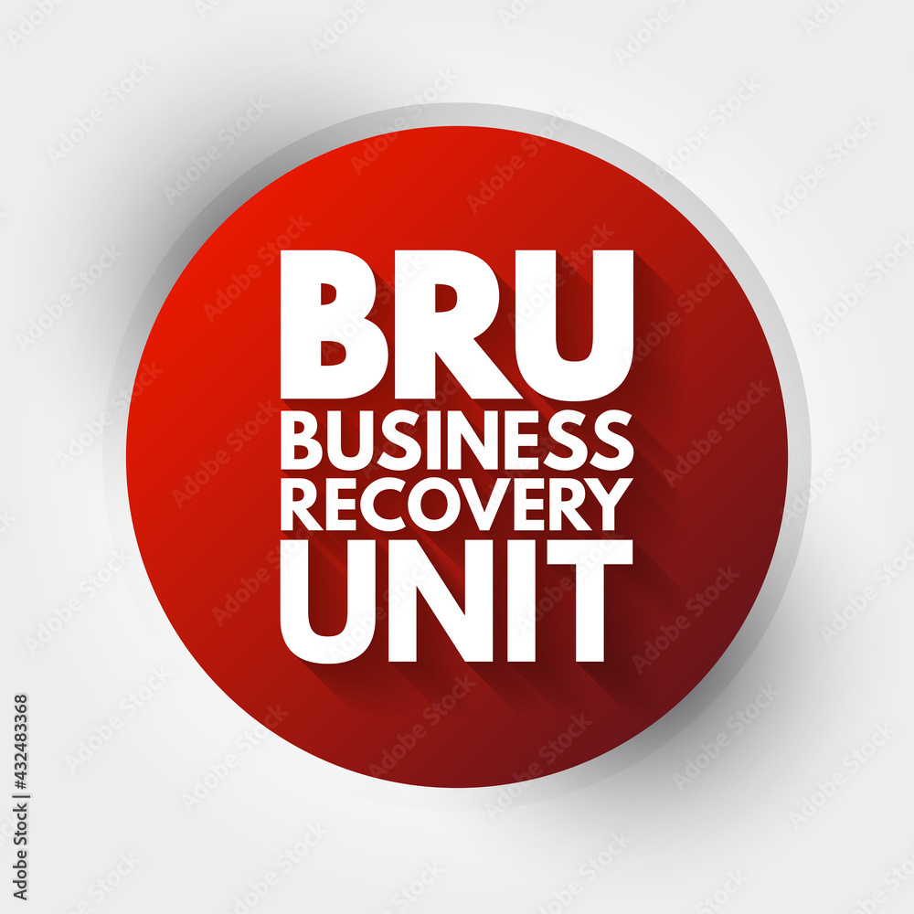 BRU - Business Recovery Unit acronym, business concept background