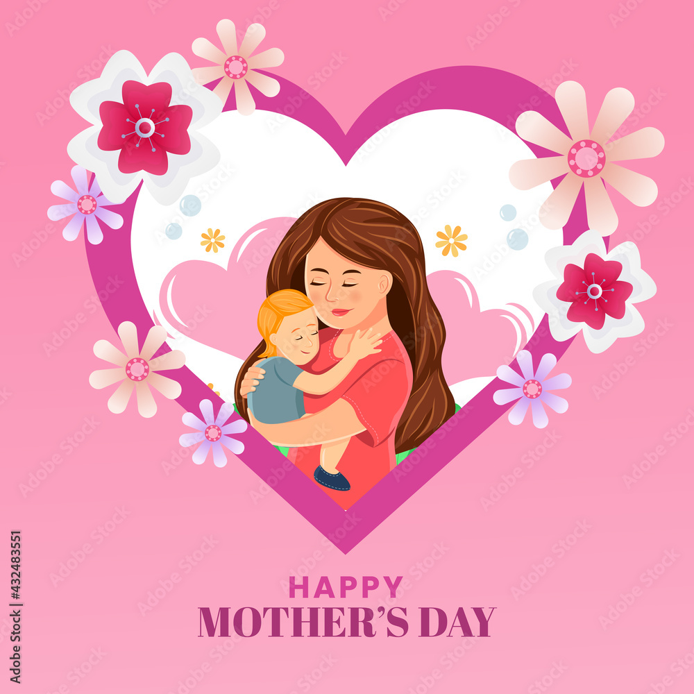 Happy mother's day illustration paper style Happy mother's day illustration paper style