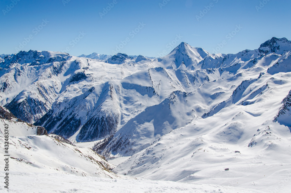 Austrian Alps in winter near the popular ski resort of Ischgl.