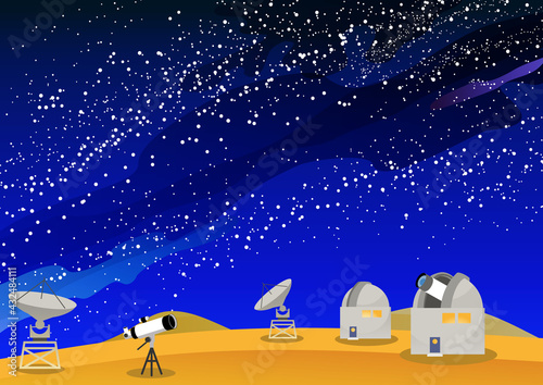 Background illustration with the image of astronomical observation