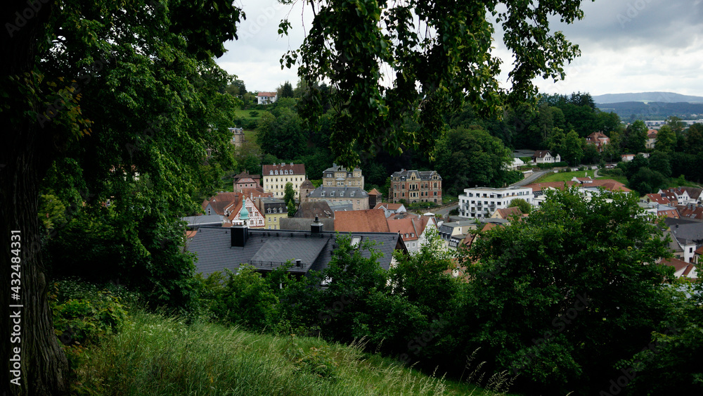 Blick auf die Innenstadt von Kulmbach von der Plassenburg, Franken
