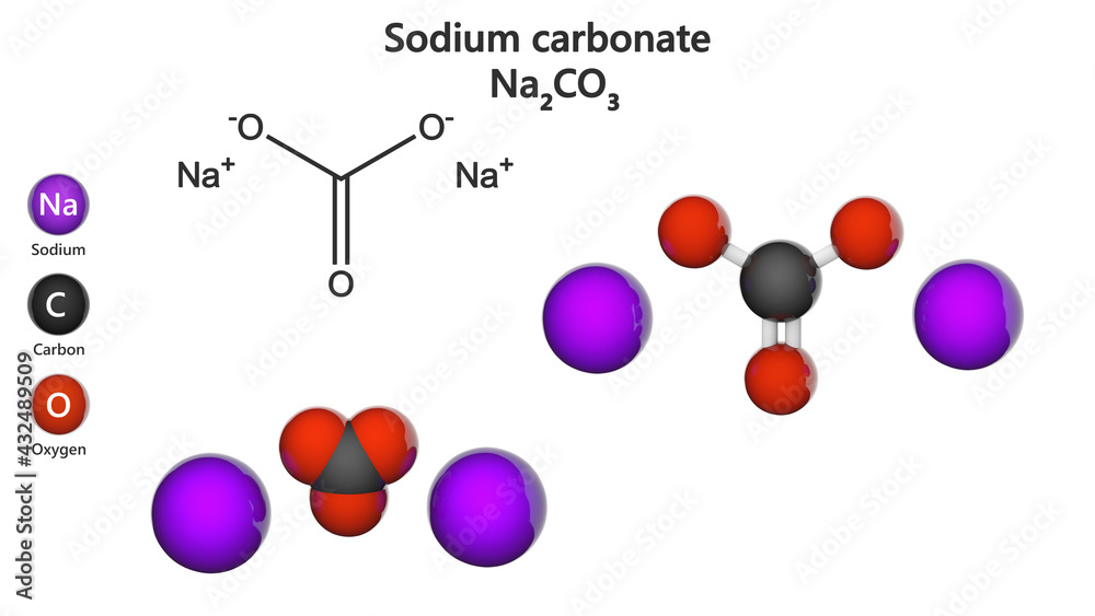 Sodium carbonate, formula Na2CO3 or CNa2O3. Other names Soda ash