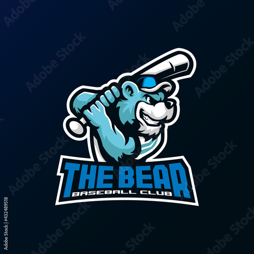 Bear mascot logo design vector with modern illustration concept style for badge, emblem and t shirt printing. Baseball bear illustration for sport team.