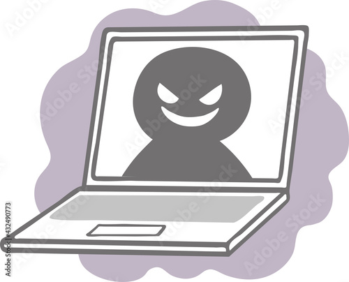 パソコンとネット犯罪者のイラスト素材