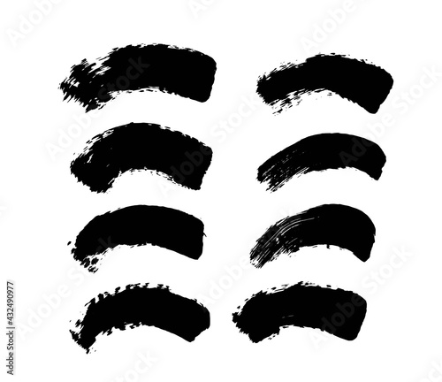 Arc Shape Grunge Brush Strokes Set