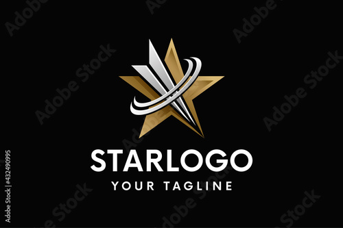 Target Star Golden Logo Design