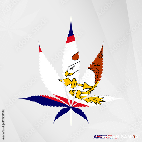 Flag of American Samoa in Marijuana leaf shape. The concept of legalization Cannabis in American Samoa.