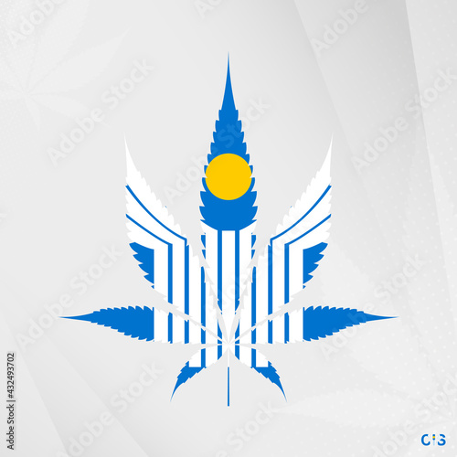 Flag of CIS in Marijuana leaf shape. The concept of legalization Cannabis in CIS.