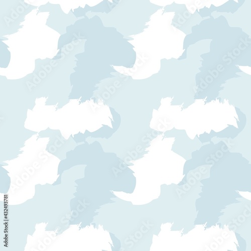 Sky Blue Brush Stroke Camouflage Abstract Seamless Pattern Background