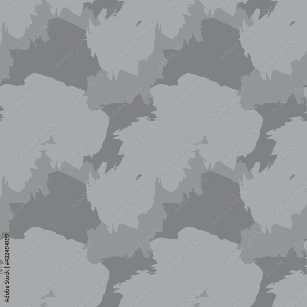 Obraz premium Black and White Brush Stroke Camouflage Abstract Seamless Pattern Background