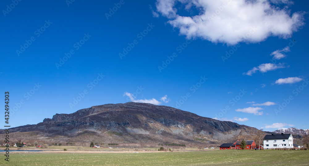 Spring trip with a view to a small mountain near the center of Berg Sømna municipality,Helgeland,Nordland county,Norway,scandinavia,Europe	