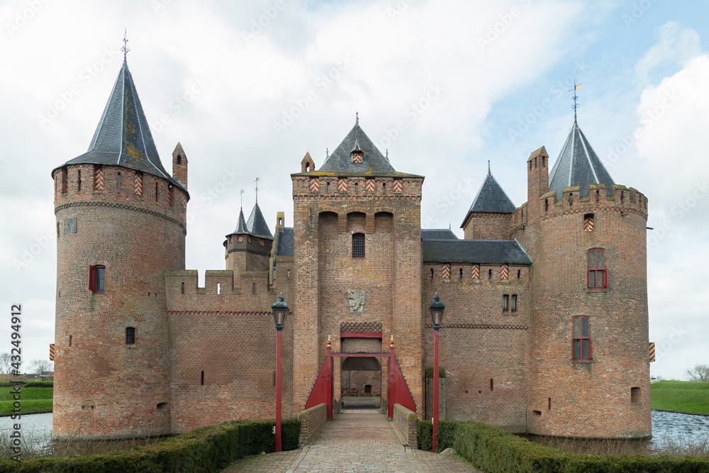 Castle Muiderslot, a beautiful old medieval castle located in Muiden near Amsterdam, the Netherlands.